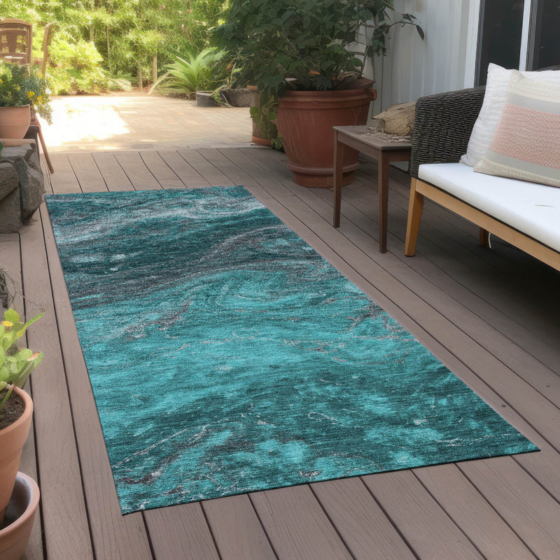 Alfonzo Stain Resistant Abstract Area Rug, Runner 2'3" x 7'6"