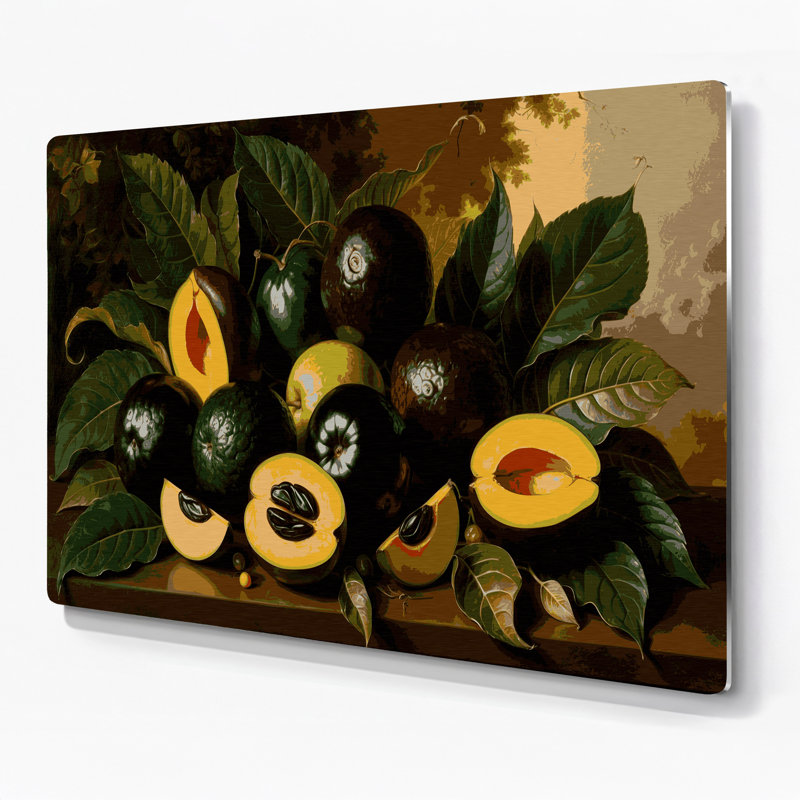 Art mural en métal Fruit brun Sapote, H 11 po x l 14 po
