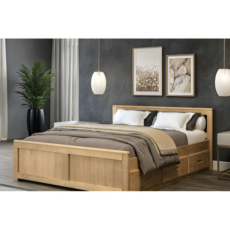 Solid Wood Storage Bed