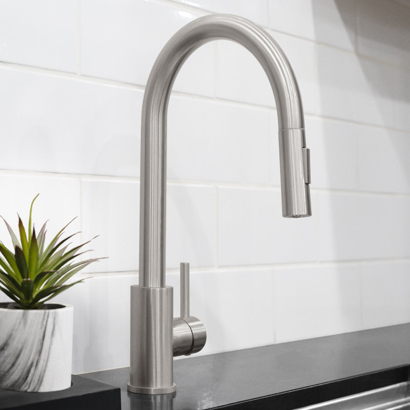 ZLINE Rubicon Pull Down Single Handle Kitchen Faucet in Matte Black, Brushed Nickel