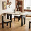 Table de salle à manger Judson beige + demi-cercle fritté noir + bois massif-124440866