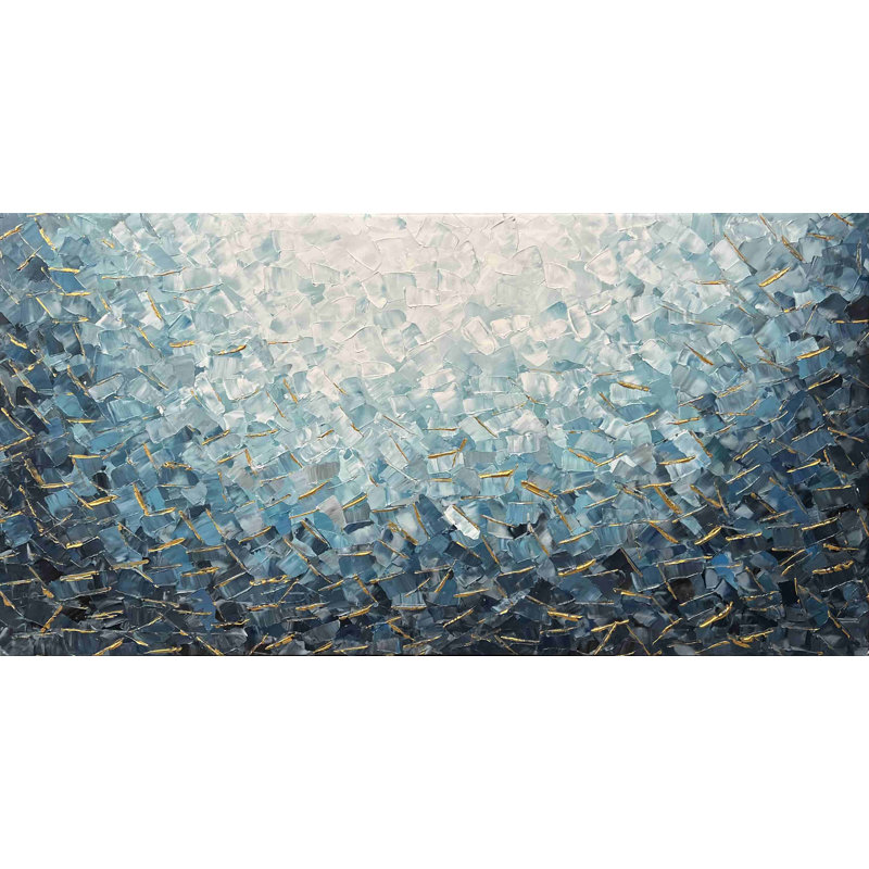 Oceanic Shimmer Abstract Canvas Art, 24" H x 48" W x 1.5" D