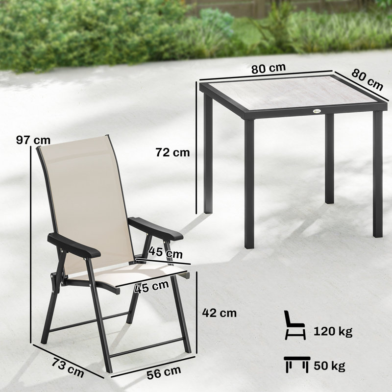 4 - Person Patio Dining Set with Square Table, Black/Beige