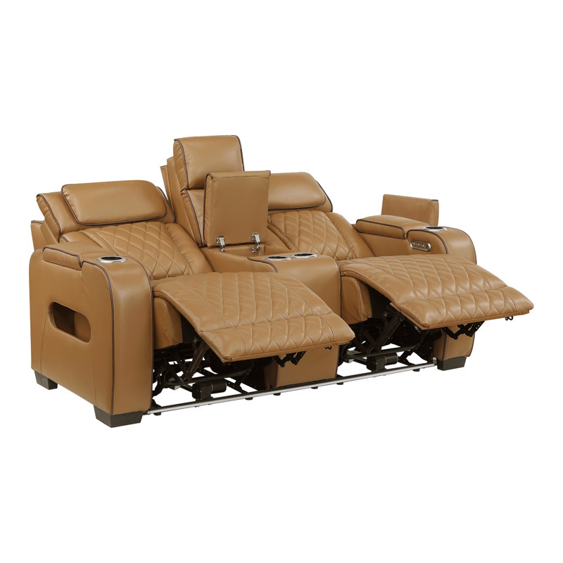 Causeuse inclinable électrique avec console centrale Fairway, Brun