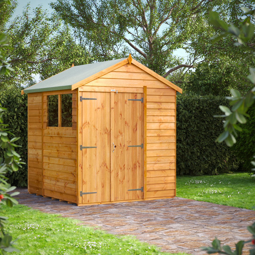 Powersheds 6 x 6ft Timber Overlap Apex Garden Shed, Double Doors