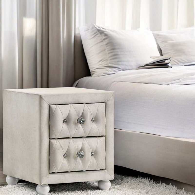 Reggie Fabric Nightstand, Beige
