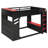 Full Size Wood Loft Bed with Height-adjustable Desk, Drawers, Storage Compartments, Hanging Rod and RGB Lights-2087363249