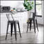 Tabouret de bar 24 po en métal de style rustique rustique avec dossier, tabouret de bar de cuisine, construction légère et robuste, ensemble de 4 - noir mat
