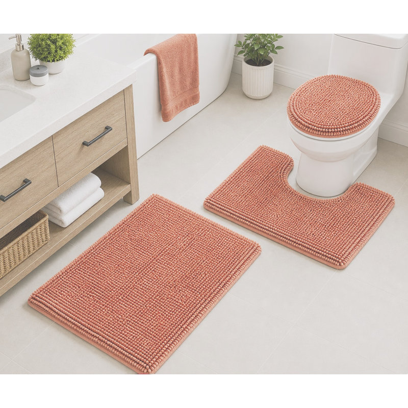 Lokshin piece Bath Rug Set, Rusty Orange