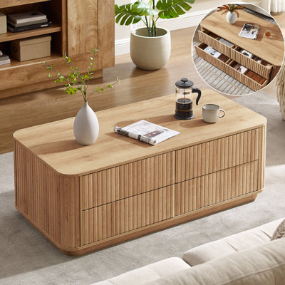 52"W Fluted Coffee Table with 4 Drawers