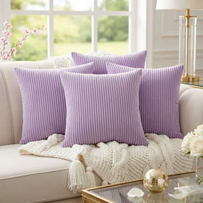 Pack Of 4 Corduroy Square Scatter Cushion Cover