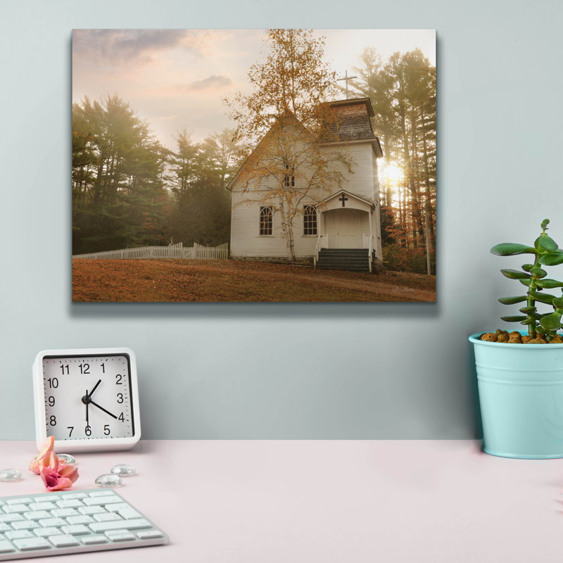 «Little White Church» par Lori Deiter, H 12 po x l 16 po x P 0,75 po