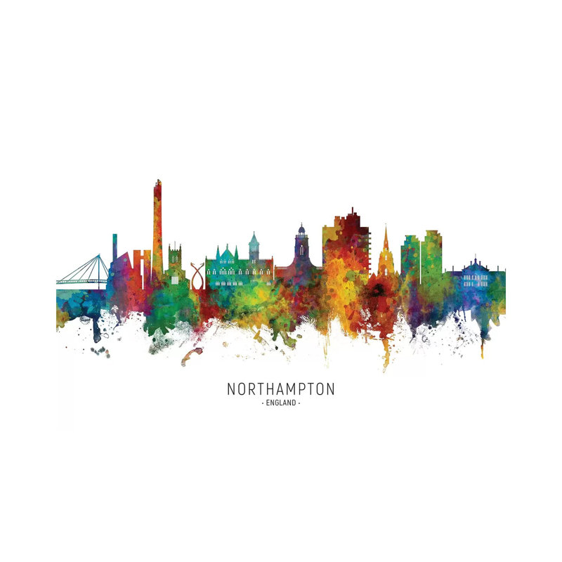Northampton England Skyline by Michael Tompsett - Wrapped Canvas Painting, 20.32 cm H x 30.48 cm W
