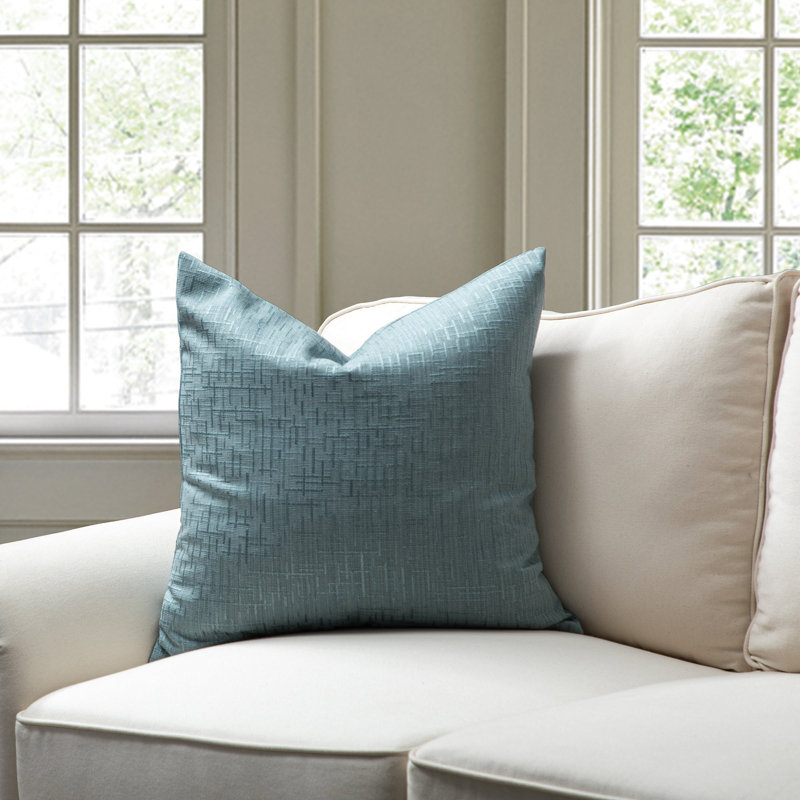 Housse de coussin carré en mélange de coton SEATTLE SOLID, Bleu, Housse de coussin seulement - sans coussin