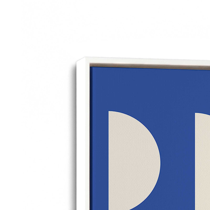 "Bauhaus bleu et jaune", H 36,75 po x l 24,75 po, Blanc opaque