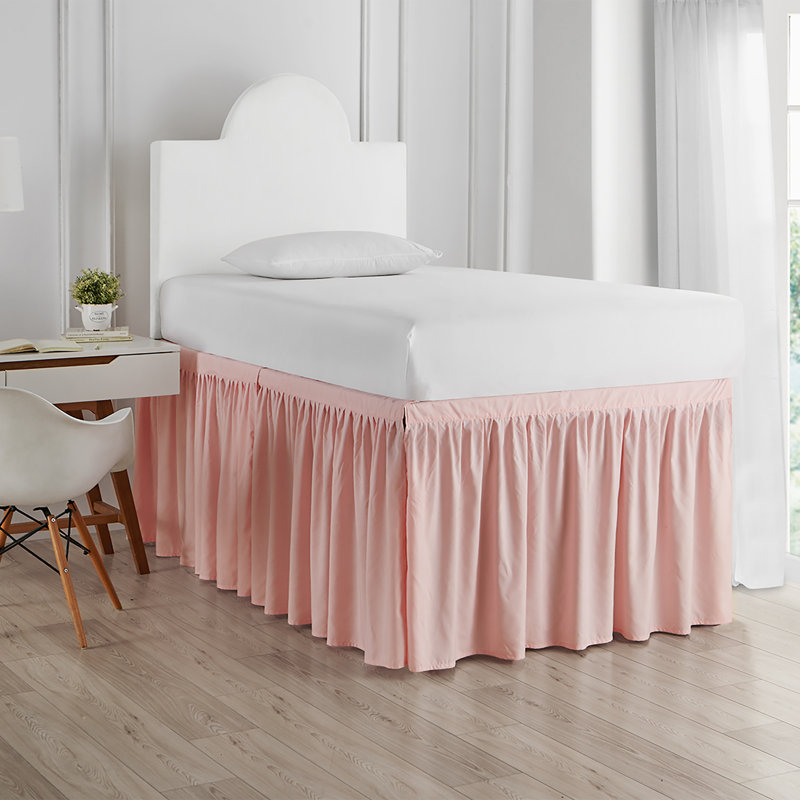 Ensemble de jupe de lit plissée à 3 panneaux, Rose quartz, Simple TG