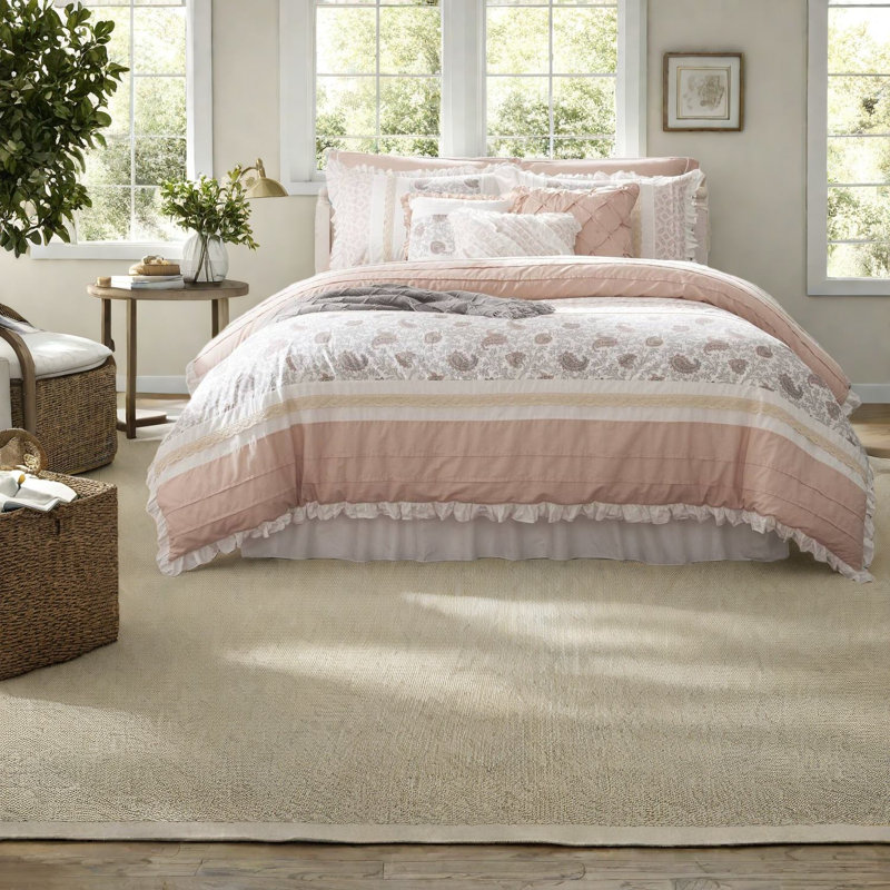 Piece Cotton Percale Bedding Sets Cal King, Farmhouse Home Comfort