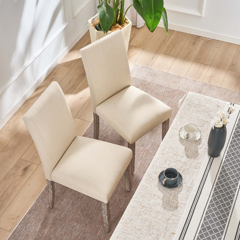 Chaise d'appoint rembourrée en tissu , Beige, 2 Pieces