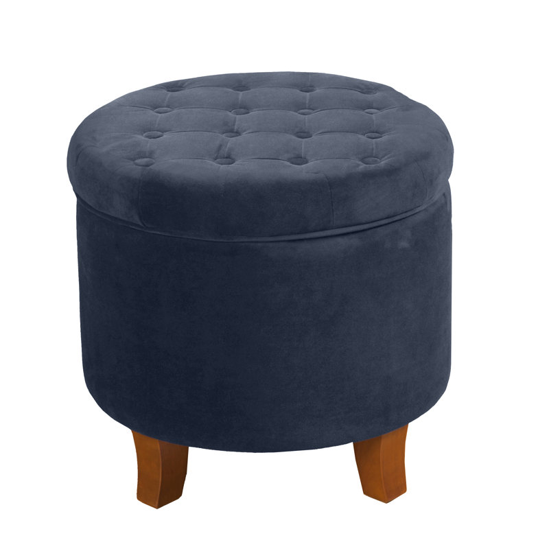 Cambridge 48.3cm Wide Tufted Round with Storage Ottoman, Bella Ink Blue