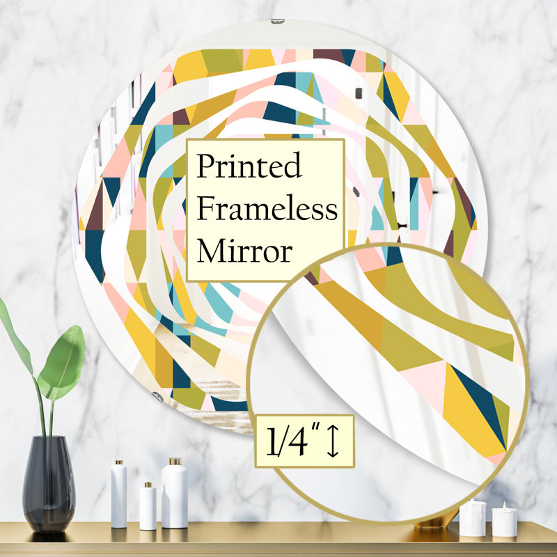 Miroir mural sans cadre triangulaire design i maison american american whirl, 31,5 po x 31,5 po