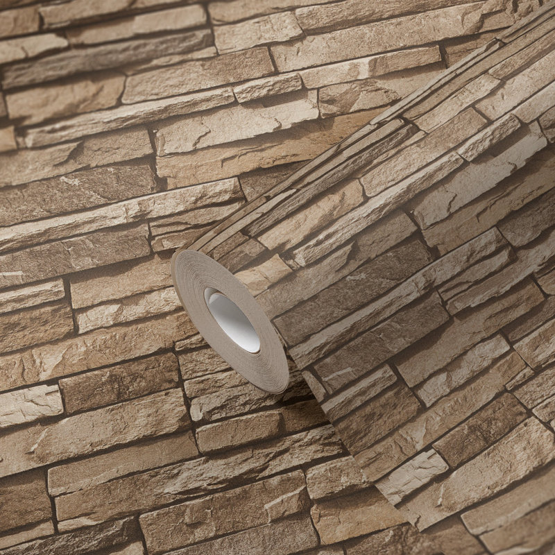 The Bricks and More Graceful Granite Motif 10.05m x 53cm Matte Wallpaper Roll, Taupe