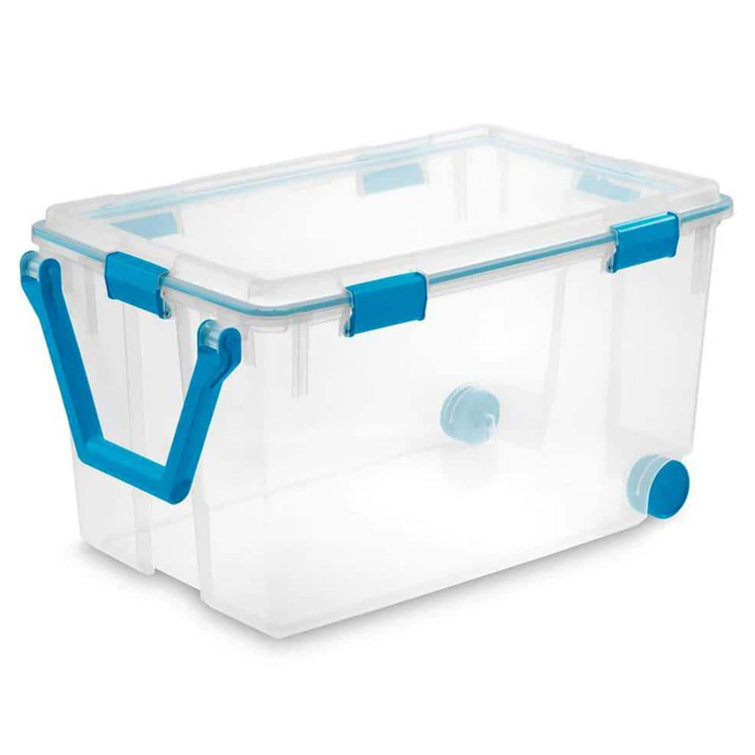 Sterilite 120 Qt Wheeled Gasket Box, Stackable Storage Latch Lid Bin, Handle and Tight Seal