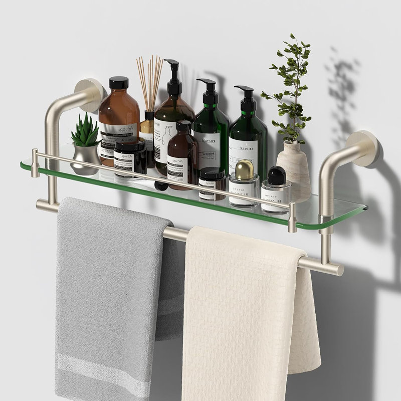 Rangement pour salle de bain Nelsi, Nickel brossé
