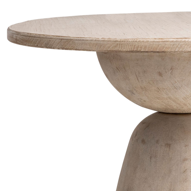 Balak Reclaimed Pine Round Modern Hourglass Bistro Dining Table, 30'' H x 36" L x 36" W, White