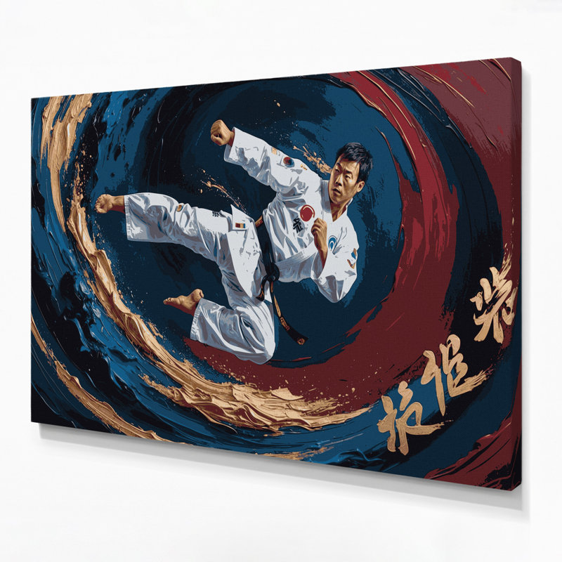 Art mural sur toile gris Sports Taekwondo, H 12 po x l 18 po