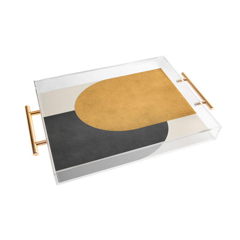 Cassidy Rae Marietta Swiss Cross Remix Acrylic Tray, Abstract, Gold