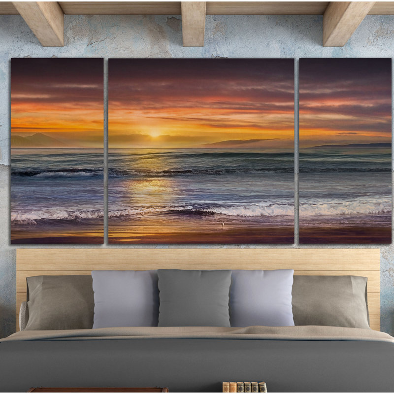 Sundown Descanso Beach - 3-Piece Canvas Print, 32" H x 64" W x 1.5" D