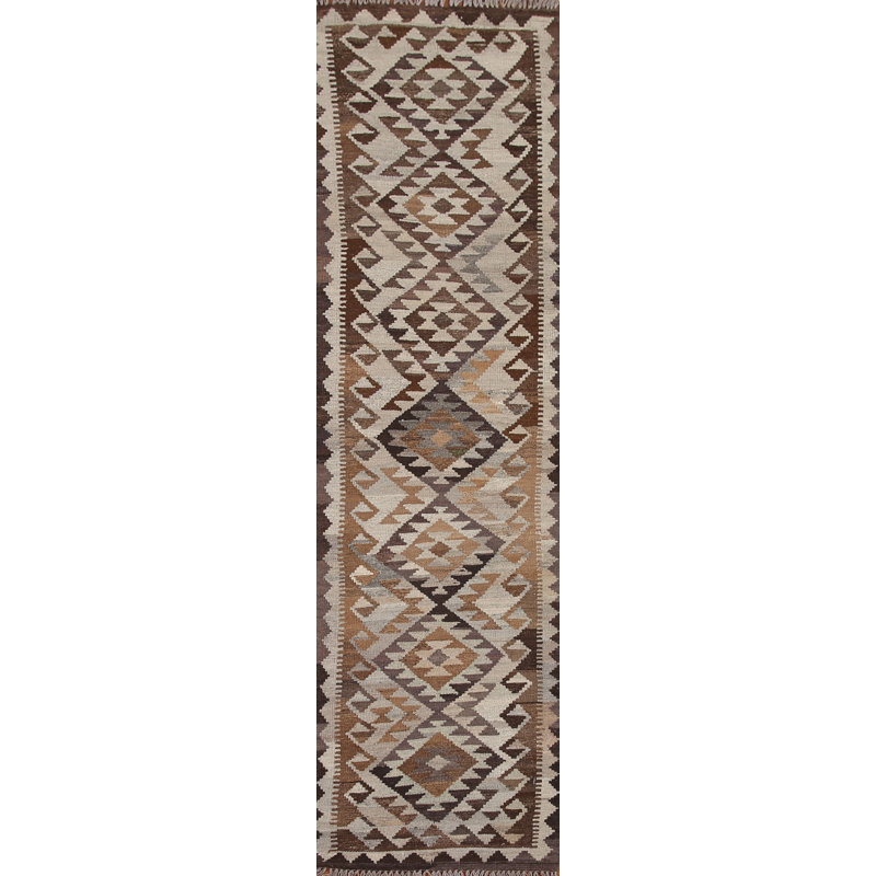 Reversible Wool Kilim Runner Rug 3x10