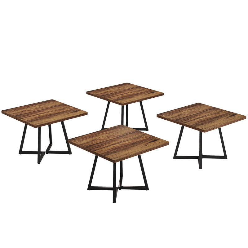 Square Dining Table, 31.5" Industrial Dinner Table, Brown, Black
