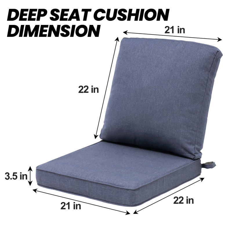  Ebern Designs 21'' W X 22'' D X 3.5'' H Outdoor Seat / Back Cushion, 2, Sky Blue