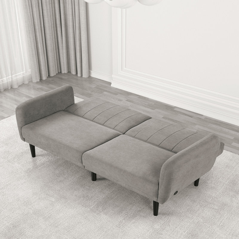 81.4" W Contemporary Futon Sofa, Grey
