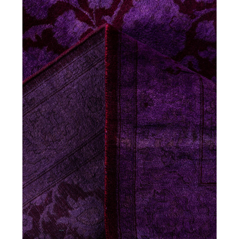 Overdyed Hand-Knotted Wool Modern-Contemporary Purple Area Rug 3' 2" x 5' 3"