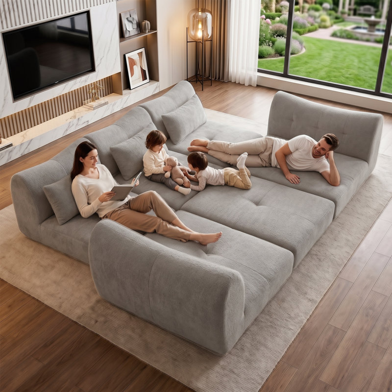 Masaitis 6 - Piece DIY Linen Upholstered Boneless Modular Sectional Sofa Set U Shaped Couch with Storage for Lunar New Year Home Decor