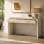 Console - Silhouette rétro unique - Style ouvert - 2 tiroirs supérieurs - Bois naturel délavé - pour l'entrée et la salle à manger