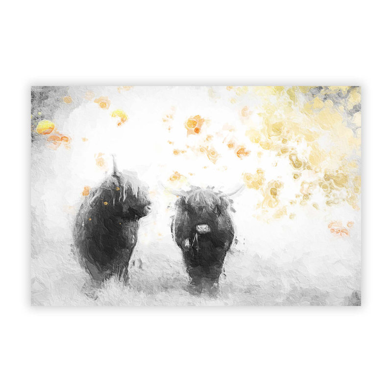 Two Highland Cows - Frameless Print, 42 cm H x 59.4 cm W