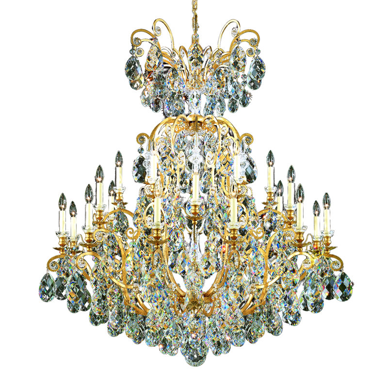 Renaissance 25 - Light Chandelier, Heirloom Bronze, Clear Heritage Crystal