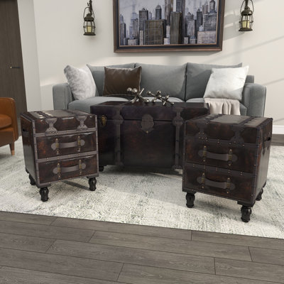 Ensemble de banc 4 tiroirs avec sangles et clous en similicuir Rosenthal