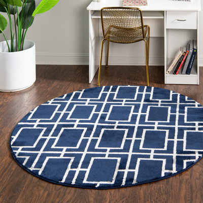 Glam Navy Blue Silver Area Rug