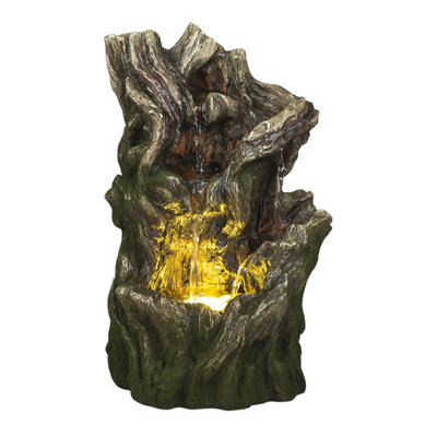 Handcrafted Outdoor Rock Fountain with Lights