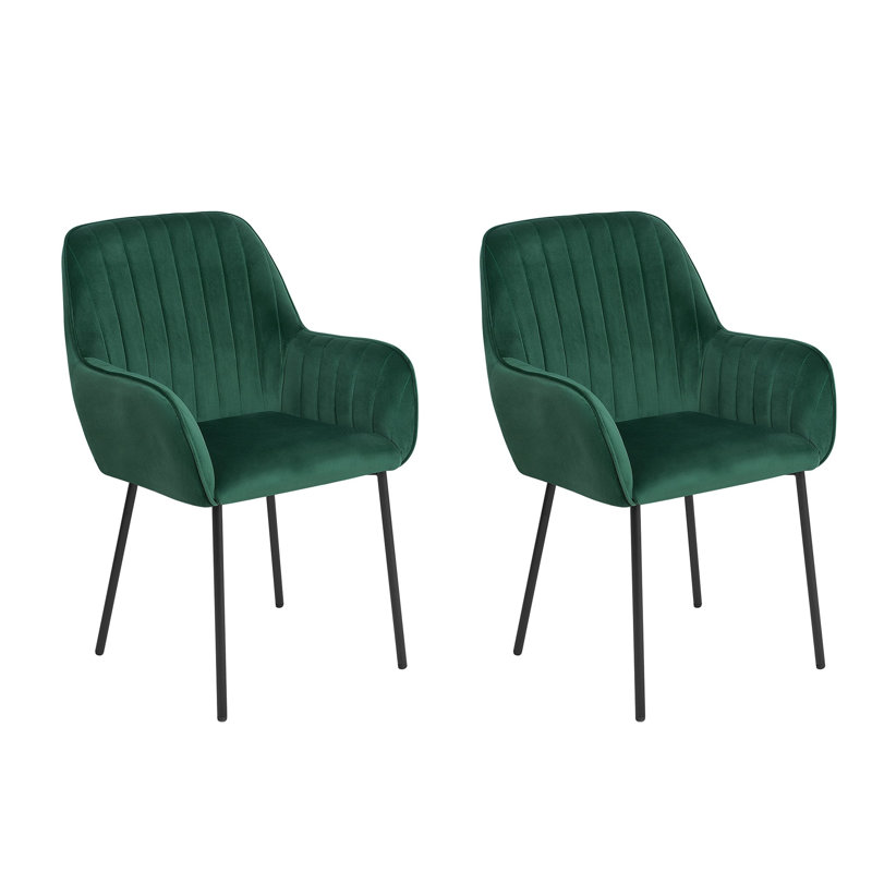 Leah 42cm H Velvet Upholstered Side Chair, Green