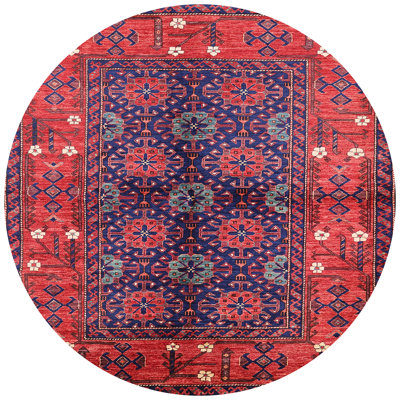 Tapis géométrique rouge / bleu