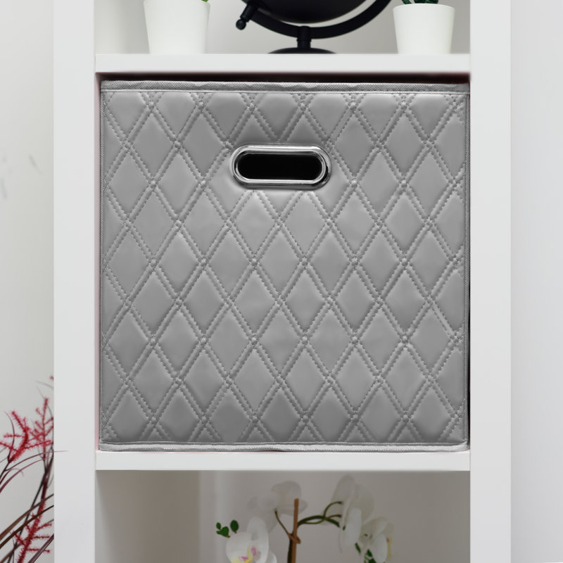 Ensemble de bacs de rangement en similicuir, gris