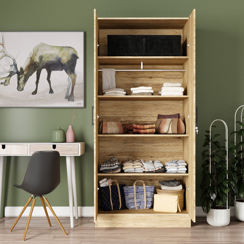Armoire en bois manufacturé Schriver Harmony, Chêne naturel