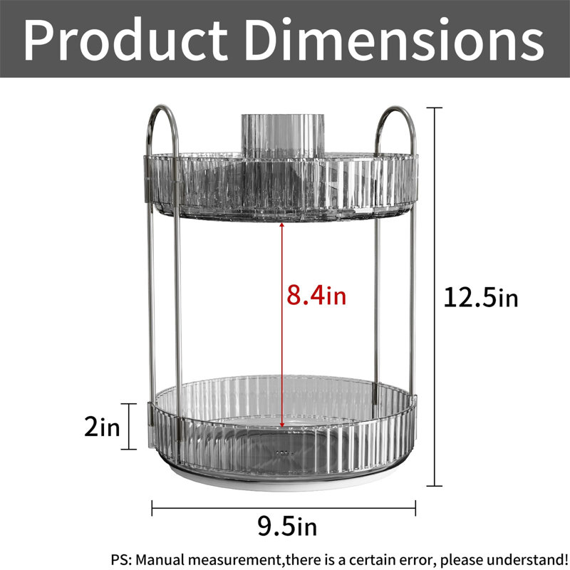 Aviezri Plastic Makeup Organiser, Silver/Black