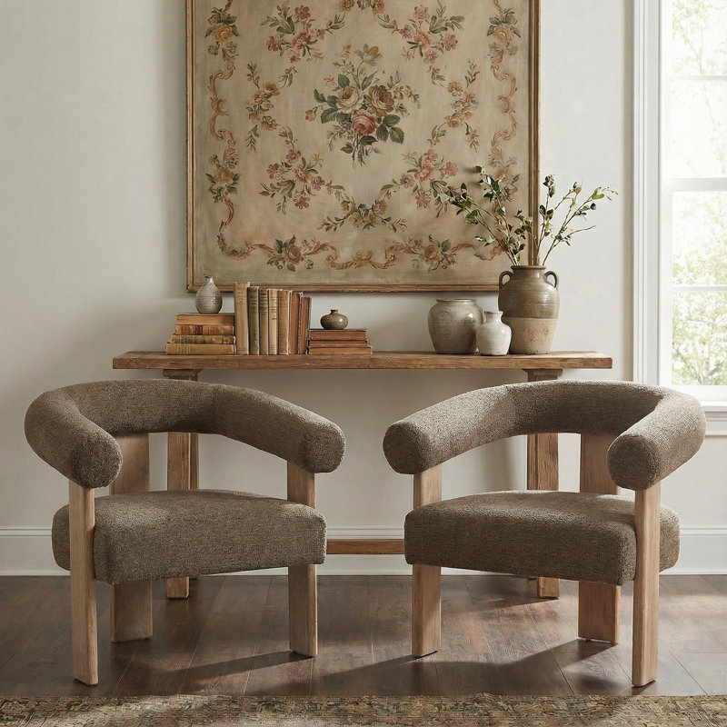 Fauteuil d'appoint Modern, Chenille taupe-brun