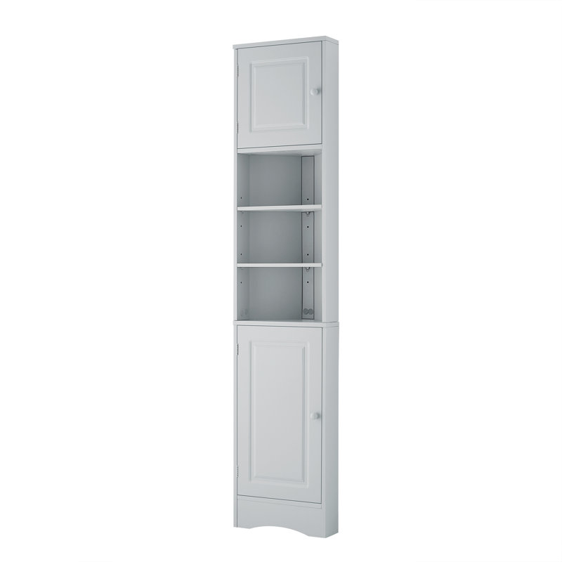 Armoire de rangement multi-fonctionnelle avec deux portes et tablettes réglables, tablette ouverte, Gris
